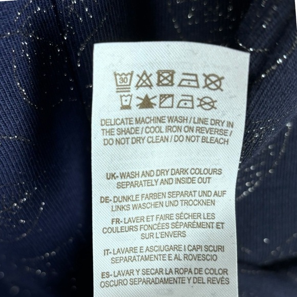 BODEN J0728 HANNAH NAVY SILVER METALLIC LEAF PULLOVER COTTON SWEATSHIRT DRESS - Picture 13 of 13